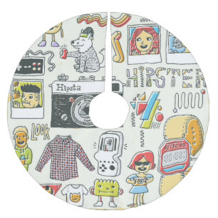 Jupon De Sapin En Polyester Brossé Hausse : jeu de gribouillis dessiné à la main