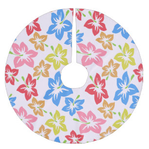 Jupon De Sapin En Polyester Brossé Hibiscus Coloré, Motif Des Fleurs