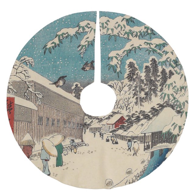 Jupon De Sapin En Polyester Brossé Hiroshige hiver paysage Japon pays (Devant)