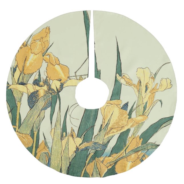 Jupon De Sapin En Polyester Brossé Hokusai grasshopper et iris Japon (Devant)