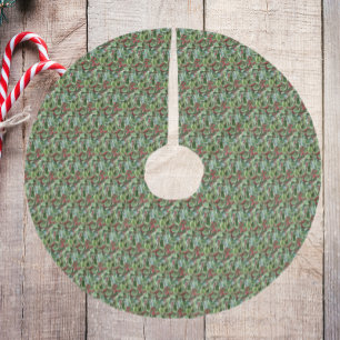 Jupon De Sapin En Polyester Brossé Holiday Holly Feuille et Red Berries Motif