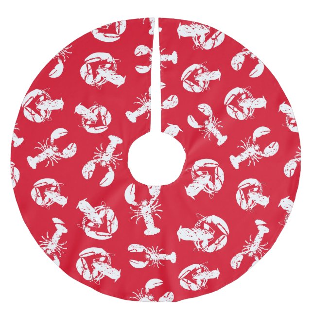 Jupon De Sapin En Polyester Brossé Homard Motif Rouge Blanc (Devant)