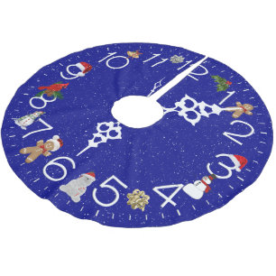 Jupon De Sapin En Polyester Brossé Horloge de Noël avec flocons de neige