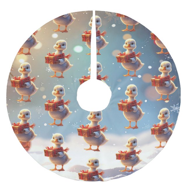 Jupon De Sapin En Polyester Brossé Housse d'arbre de Noël Petit Canard (Devant)