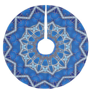 Jupon De Sapin En Polyester Brossé Housse d'arbre décorative bleue
