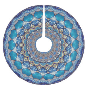 Jupon De Sapin En Polyester Brossé Housse d'arbre décorative bleue