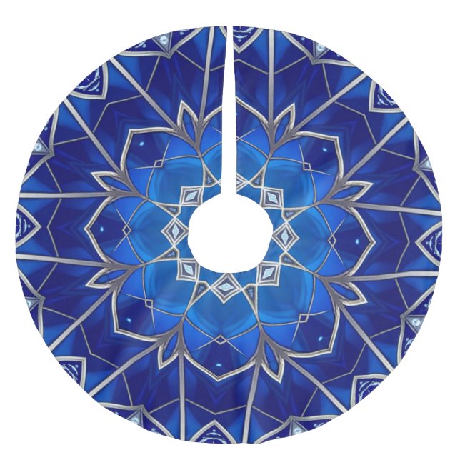 Jupon De Sapin En Polyester Brossé Housse d'arbre décorative bleue (Devant)