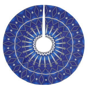Jupon De Sapin En Polyester Brossé Housse d'arbre décorative bleue