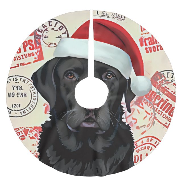 Jupon De Sapin En Polyester Brossé Housse d'arbre pour chien labrador noir (Devant)