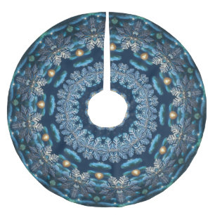 Jupon De Sapin En Polyester Brossé Housse de décoration d'arbre bleue