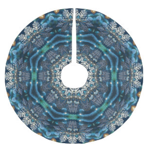 Jupon De Sapin En Polyester Brossé Housse de décoration d'arbre bleue