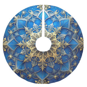 Jupon De Sapin En Polyester Brossé Housse de décoration d'arbre bleue