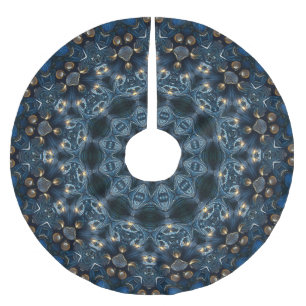 Jupon De Sapin En Polyester Brossé Housse de décoration d'arbre bleue