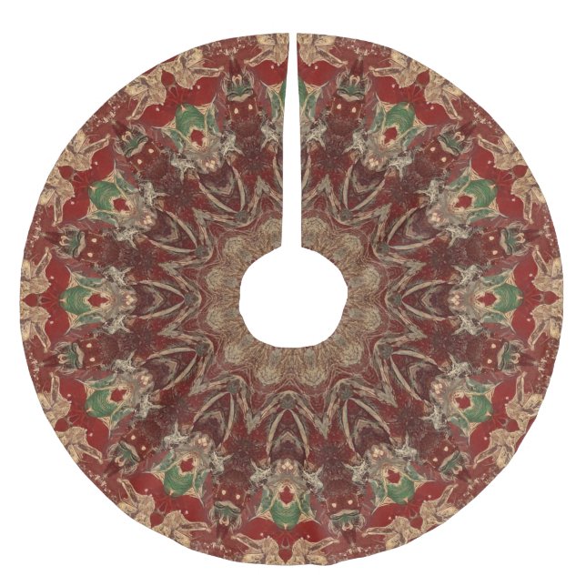 Jupon De Sapin En Polyester Brossé Housse de décoration d'arbre rouge (Devant)