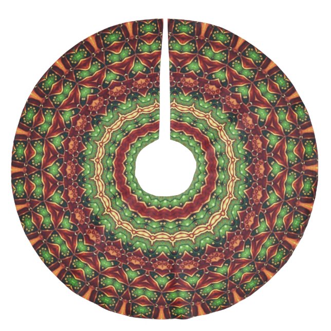 Jupon De Sapin En Polyester Brossé Housse de sapin de Noël rouge vert (Devant)