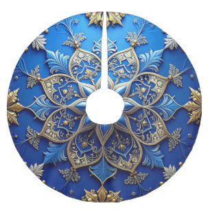 Jupon De Sapin En Polyester Brossé Housse de sapin décorative bleue