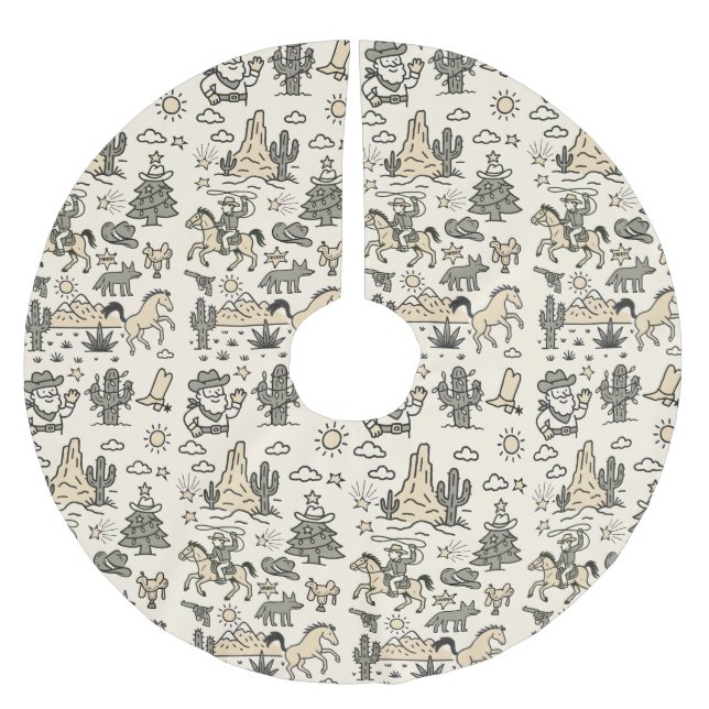 Jupon De Sapin En Polyester Brossé Howdy Holidays Cowboy Main occidentale tirée (Devant)