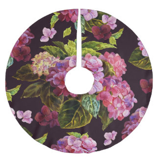 Jupon De Sapin En Polyester Brossé Hydrangée, foncé, motif floral transparent.