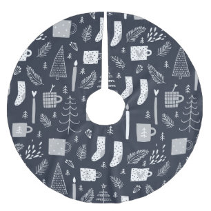 Jupon De Sapin En Polyester Brossé Hygee bleu blanc douillette chaussettes mugs