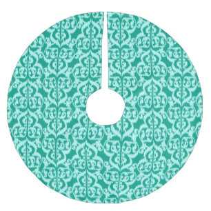 Jupon De Sapin En Polyester Brossé Ikat Moorish Damask - paon et aqua