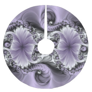 Jupon De Sapin En Polyester Brossé Illusion Lilac Abstrait Floral Fractal Art Imagina