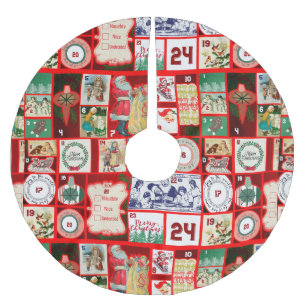 Jupon De Sapin En Polyester Brossé Illustration Carrée de l'Avent de Bloc de Noël