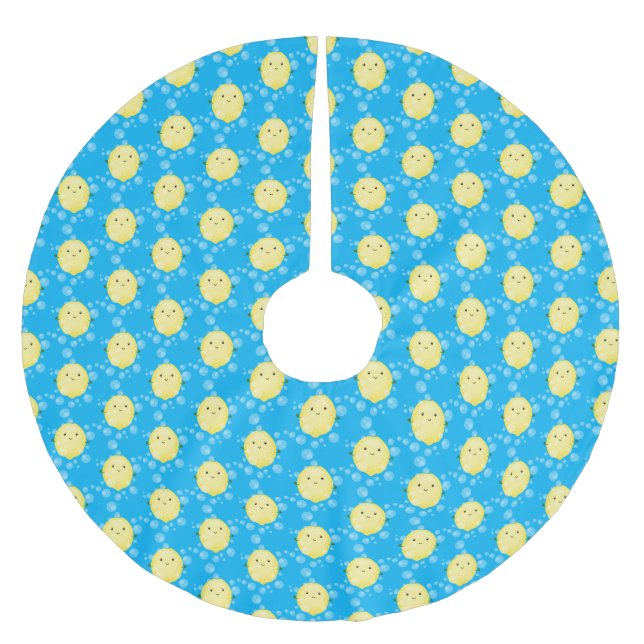 Jupon De Sapin En Polyester Brossé Illustration de bulles de caricatures de citron mo (Devant)