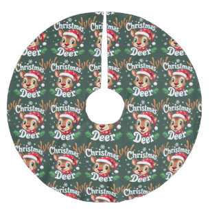 Jupon De Sapin En Polyester Brossé Illustration de cerf de Noël mignon