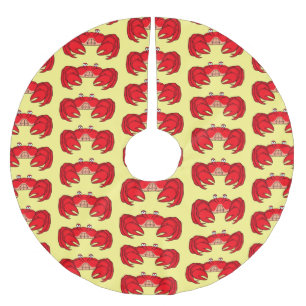 Jupon De Sapin En Polyester Brossé Illustration de crabe rouge mignon en style cartoo