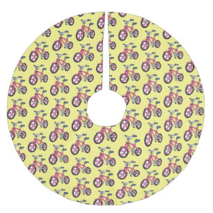 Jupon De Sapin En Polyester Brossé Illustration de dessin animé de bicyclette rose mi