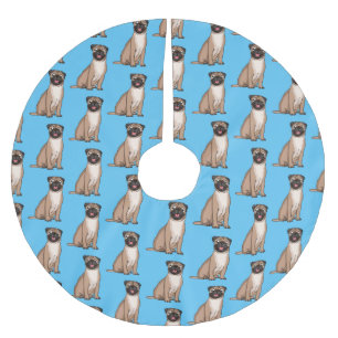 Jupon De Sapin En Polyester Brossé Illustration de dessin animé de chien pug heureux