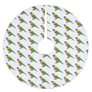 Jupon De Sapin En Polyester Brossé Illustration de dessin animé d'oiseau loriquet arc