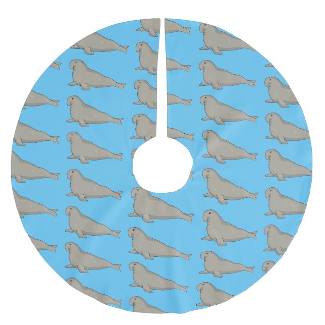 Jupon De Sapin En Polyester Brossé Illustration de dessin de phoque éléphant (Devant)