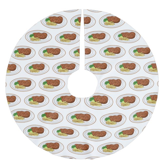 Jupon De Sapin En Polyester Brossé Illustration de dessin de steak (Devant)
