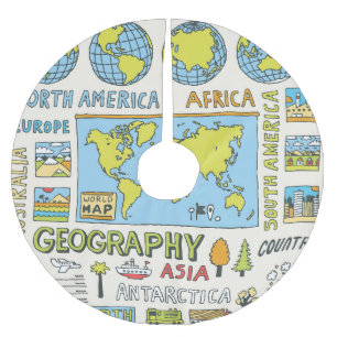 Jupon De Sapin En Polyester Brossé Illustration de la géographie Vintage dessinée à l