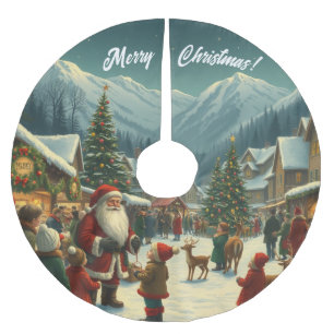 Jupon De Sapin En Polyester Brossé Illustration de Noël Vintage