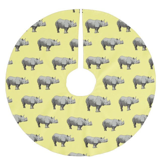 Jupon De Sapin En Polyester Brossé illustration de rhinocéros de Java de dessin animé (Devant)