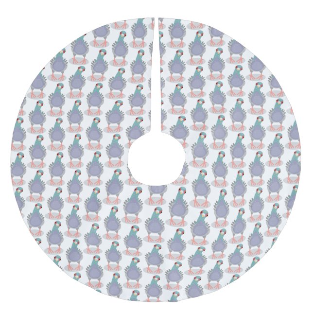 Jupon De Sapin En Polyester Brossé Illustration drôle de pigeon curieux (Devant)