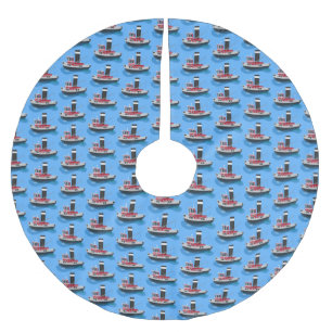 Jupon De Sapin En Polyester Brossé Illustration d'un bateau à chalutier mignon