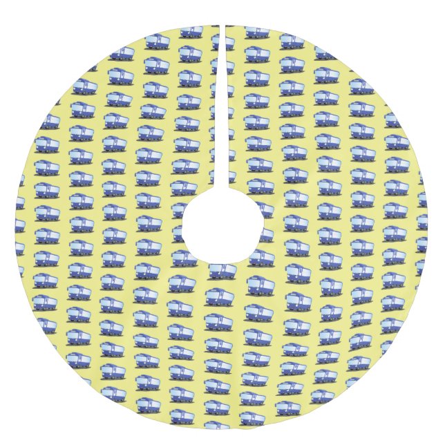 Jupon De Sapin En Polyester Brossé Illustration d'un bus moderne bleu mignon (Devant)