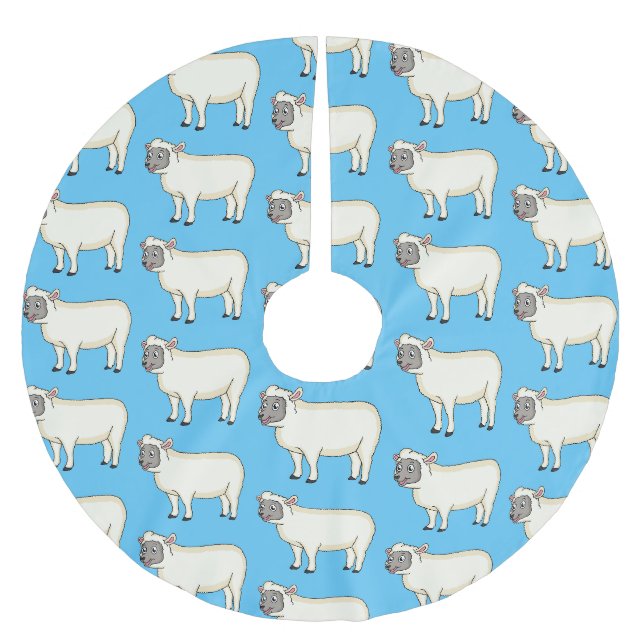 Jupon De Sapin En Polyester Brossé Illustration d'un mouton joyeux (Devant)