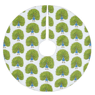Jupon De Sapin En Polyester Brossé Illustration d'un oiseau paon lumineux et amusant