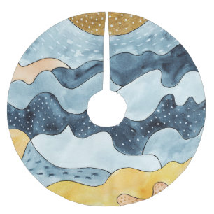 Jupon De Sapin En Polyester Brossé Illustration minimaliste moderne du soleil doré