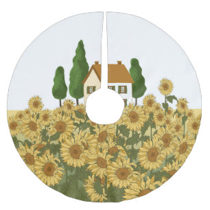 Jupon De Sapin En Polyester Brossé Illustration Vintage du champ de tournesols de la 