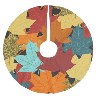 Jupon De Sapin En Polyester Brossé Illustration Vintage Feuille de l'érable d'automne