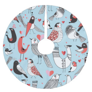 Jupon De Sapin En Polyester Brossé Illustrations amusantes d'oiseaux, graphisme sans