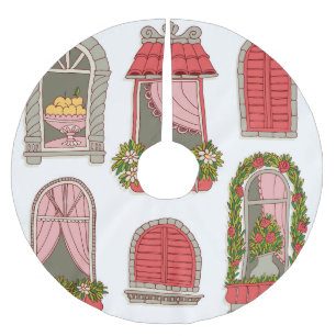 Jupon De Sapin En Polyester Brossé Illustrations avec Windows Vintage : Artistique.