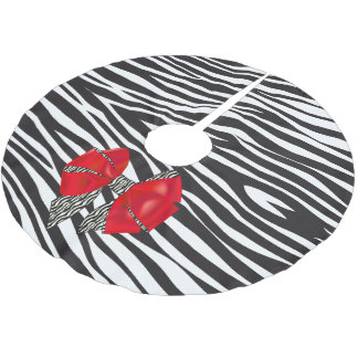 Jupon De Sapin En Polyester Brossé Imaginaire amusant Zebra Impression avec Bow rouge
