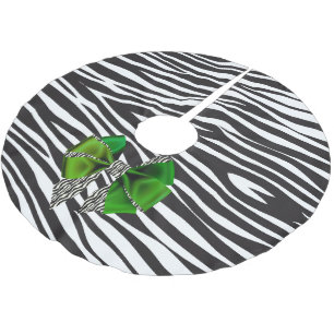 Jupon De Sapin En Polyester Brossé Imaginaire amusant Zebra Impression avec Bow vert