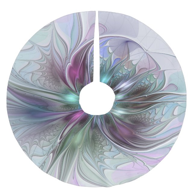 Jupon De Sapin En Polyester Brossé Imaginaire coloré Abstrait Fleur fractale moderne (Devant)
